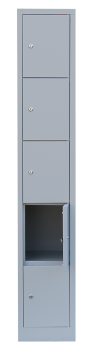 Stahl-Schrank mit 5 Schließfächern und Zylinderschloß